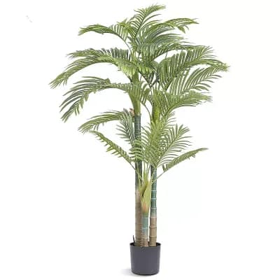 Tall Faux Gold Cane Palm Tree 6.5ft for Living Room, Patio or Entryway Display