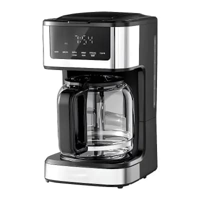 Drip Coffee Maker with Programmable Timer, Keep Warm Setting, and LCD Display - Black