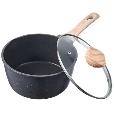 Aluminum Saucepan Nonstick with Detachable Handle and Tempered Glass Lid - 1 pc