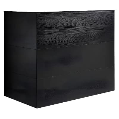 Black L-Shaped Reception Desk with Drawer Cabinet and Keyboard Tray for Office or Retail Counter