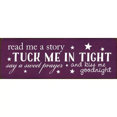 Nursery Bedtime Prayer Quote Wood Sign 3.5x10 in Shelf or Wall Decor