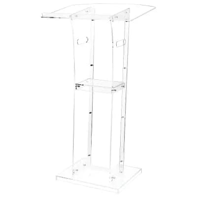 Portable Acrylic Transparent Podium Stand with Reinforced Metal Base for Speeches and Presentations