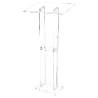 Transparent Acrylic Podium Stand with Open Shelf for Classrooms, Offices, and Events