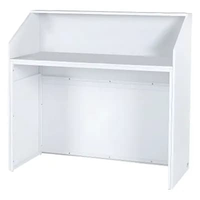 White Reception Counter Desk for Front Office Retail Checkout Station and Service Desk Setup