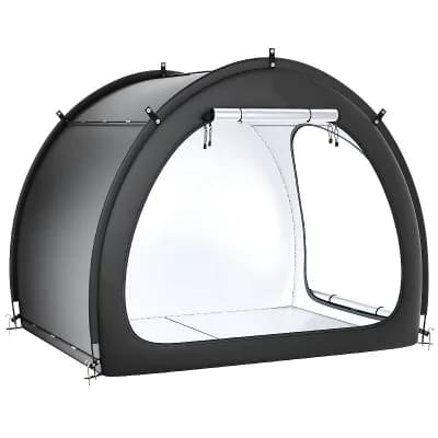 Large Outdoor Bike Storage Shed for 45 Bicycles with Dual Side Openings and Waterproof Fabric Black