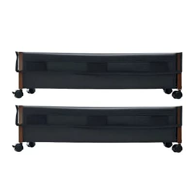 Under Bed Rolling Storage 2-Pack Clear Top Panel Stackable Units for Bedroom Organization Grey
