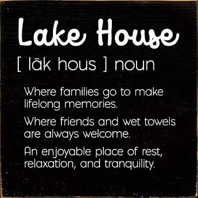 Rustic Lake House Quote Wood Sign Square Vacation Home Shelf or Wall Decor
