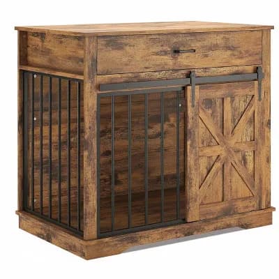 37.8" Heavyduty Dog Crate Furniture with Tabletop, Medium Dog Kennel Indoor, Chew-Proof Metal