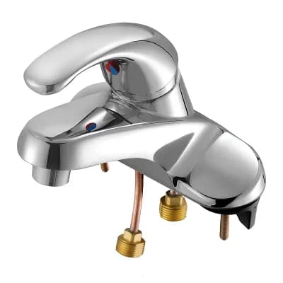 Single Handle Sink Faucet with Press-Down Drain for Bar and Compact Sinks - Silver