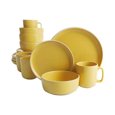 16 pc Yellow Flat Finished Crockeries
