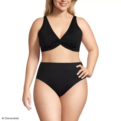 Women's Plus Lands' End Twist Front Underwire Swim Top