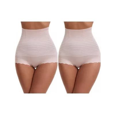 2 Packs Women's Tummy Control Shapewear Panties High Waisted Body Shaping Boyshorts Underwear