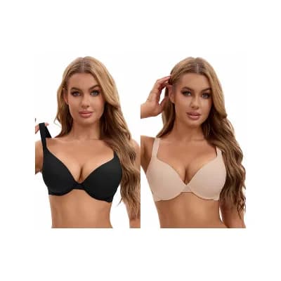 2 Packs Women's Push Up Underwire Adjustable Straps Seamless Soft Bras