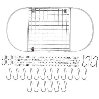 Ceiling Pot Rack with Upper Storage Shelf for Pans, Pots, and Utensils, Silver, 33 in
