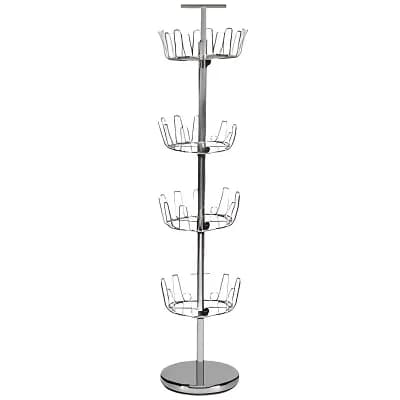54-Inch Chrome Revolving Shoe Organizer with Adjustable Levels and Weighted Base