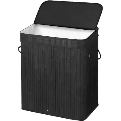 Wicker Laundry Hamper with Flip-Top Lid, Removable Washable Cotton Liner, and Soft Handles 26-Gallon