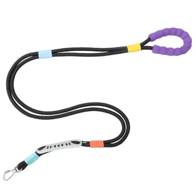 Double Handle Dog Training Leash 5ft with Comfortable Padded Crossbody Waist Design Black 1 pc