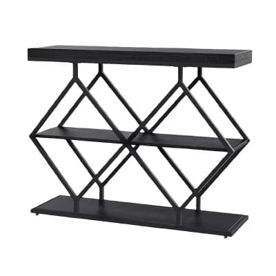 3 tier Entryway Table, Industrial Console Sofa Table with Storage, Accent Table with Open Shelves