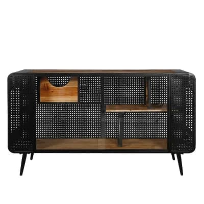 TEINIE Black & Brown Tempered Glass Cat House 55" Modern Pet Condo Shelves