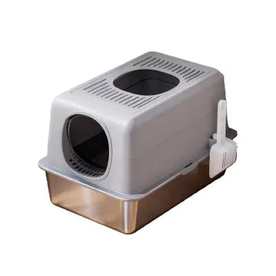 Stainless Steel Litter Box with Lid, Extra Large Litter Box for Big Cats, Anti-Leakage