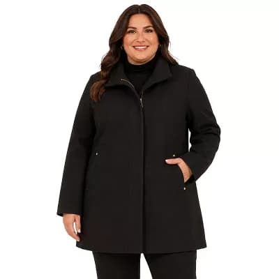 Plus Size Nine West Zip Front Coat