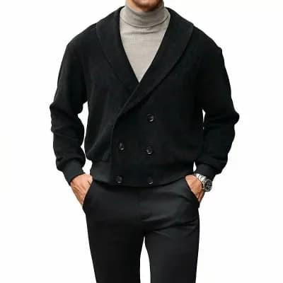 Shawl Collar Double-Breasted Jacket