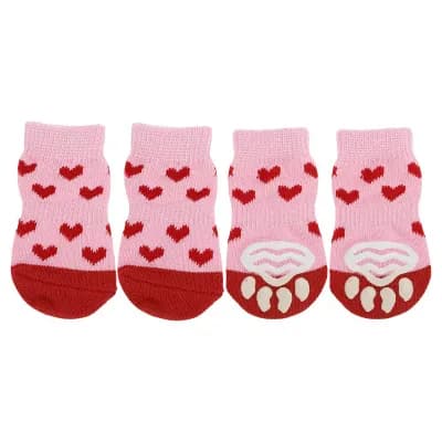 Pet Socks Non-Slip Heart Pattern for Dogs and Cats 1 Set