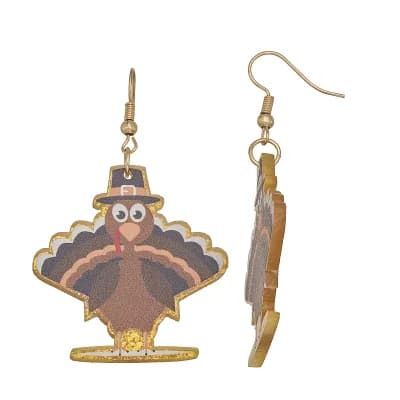 Gold Tone Turkey Dangle Earrings