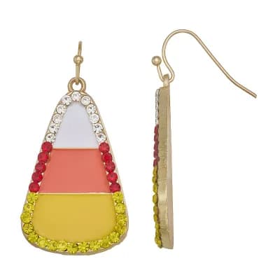 Gold Tone Candy Corn Dangle Earrings