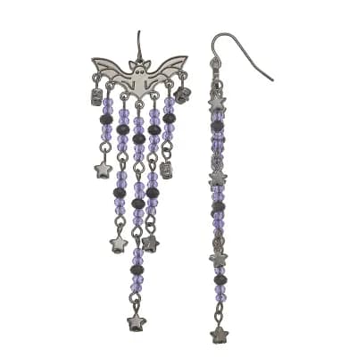 Bat Beaded Fringe Earrings