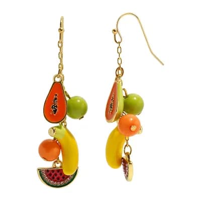 Emberly Gold Tone Linear Multi Fruit Drop Earrings