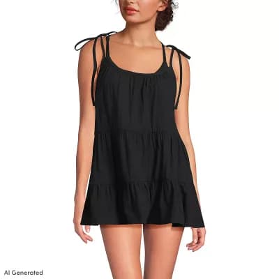 Women's Lands' End Tiered Cover-Up Mini Dress