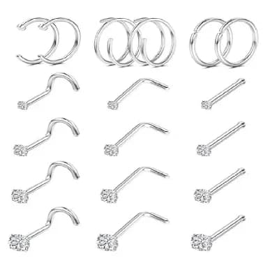 Double Hoop Nose Ring set