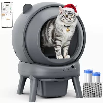 Self Cleaning Litter Box, 100L+15L Litter Box for Multiple Cats, APP Control, Safety Sensors