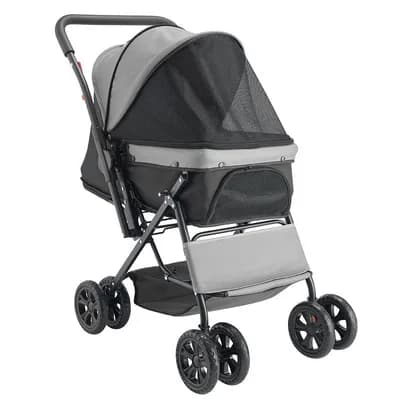 Pet Stroller for Small and Medium Dogs and Cats with Mesh Cabin