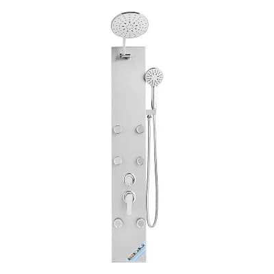 Shower Panel Tower System with Adjustable Rainfall Shower and Massage Jets
