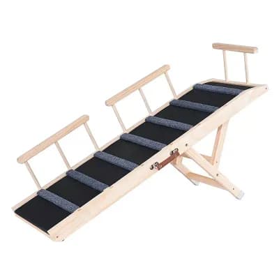 Portable Foldable Dog Ramp Pine Wood with Rubber Footpads for Beds, Sofas, Cars