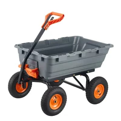Yard Wagon Dump Cart with Front Handle, Adjustable and Dual-Purpose Handle