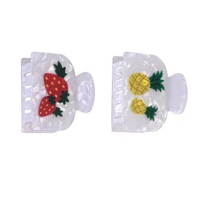 Emberly 2-Pack Pineapple & Strawberry Print Claw Clips