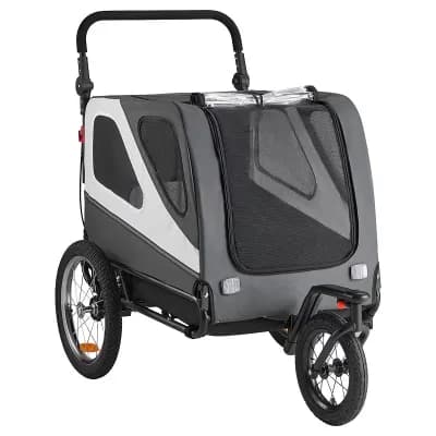 2-in-1 Dog Bike Trailer and Stroller for Small to Large Dogs with Safety Flag