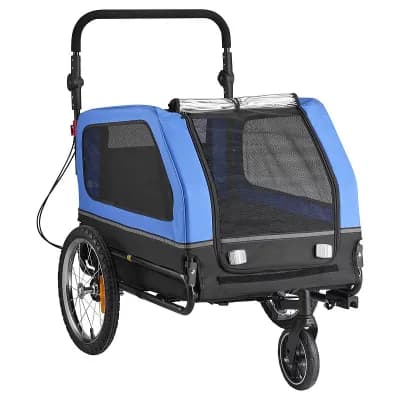 2-in-1 Dog Bike Trailer and Stroller for Medium to Large Dogs with Safety Flag