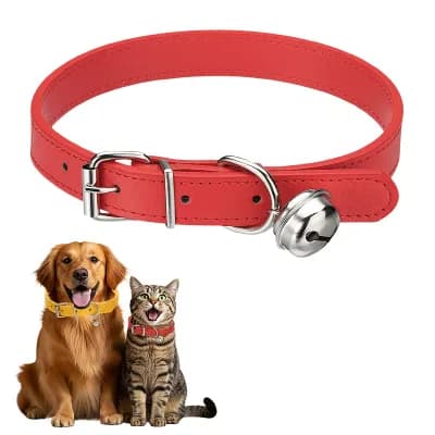 1 pc PU Leather Dog Collars Pet Basic Soft Padded Adjustable Buckle