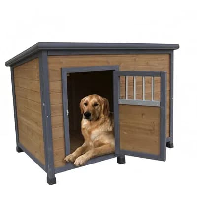 IFMALL Large Solid Wood Outdoor Pet House with Waterproof Roof