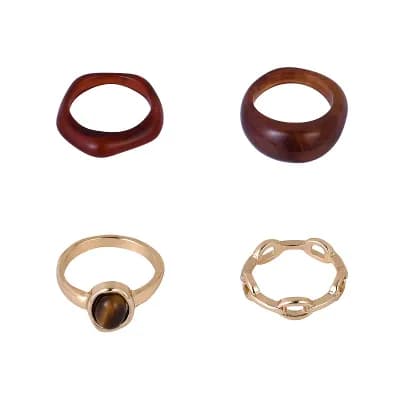 Emberly Gold-Tone Acrylic Ring Set