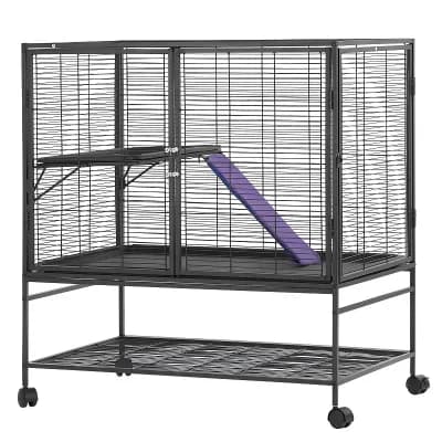 Multi-Level Ferret Cage with Removable Trays, Ramp, and Storage Shelf