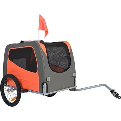Foldable Dog Bicycle Trailer for Dogs 66 lbs with Weather Cover and Removable Wheels