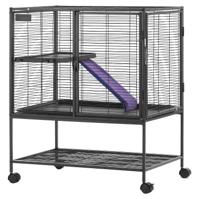 Ferret Cage with Ramp, Rolling Wheels, and Storage Shelf