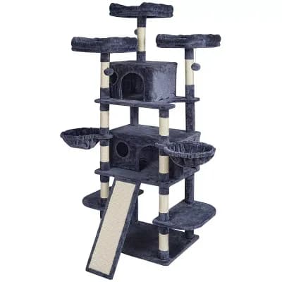 Cat Tree for Multiple Cats with Condos Hammock Sisal Posts and Hanging Toys