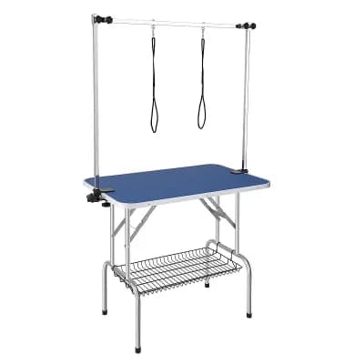 Portable Pet Grooming Table for Home Use with Adjustable Arms and Storage Shelf