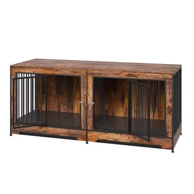 Large Furniture Style Dog Crate Table with Adjustable Divider and Dual Side Doors